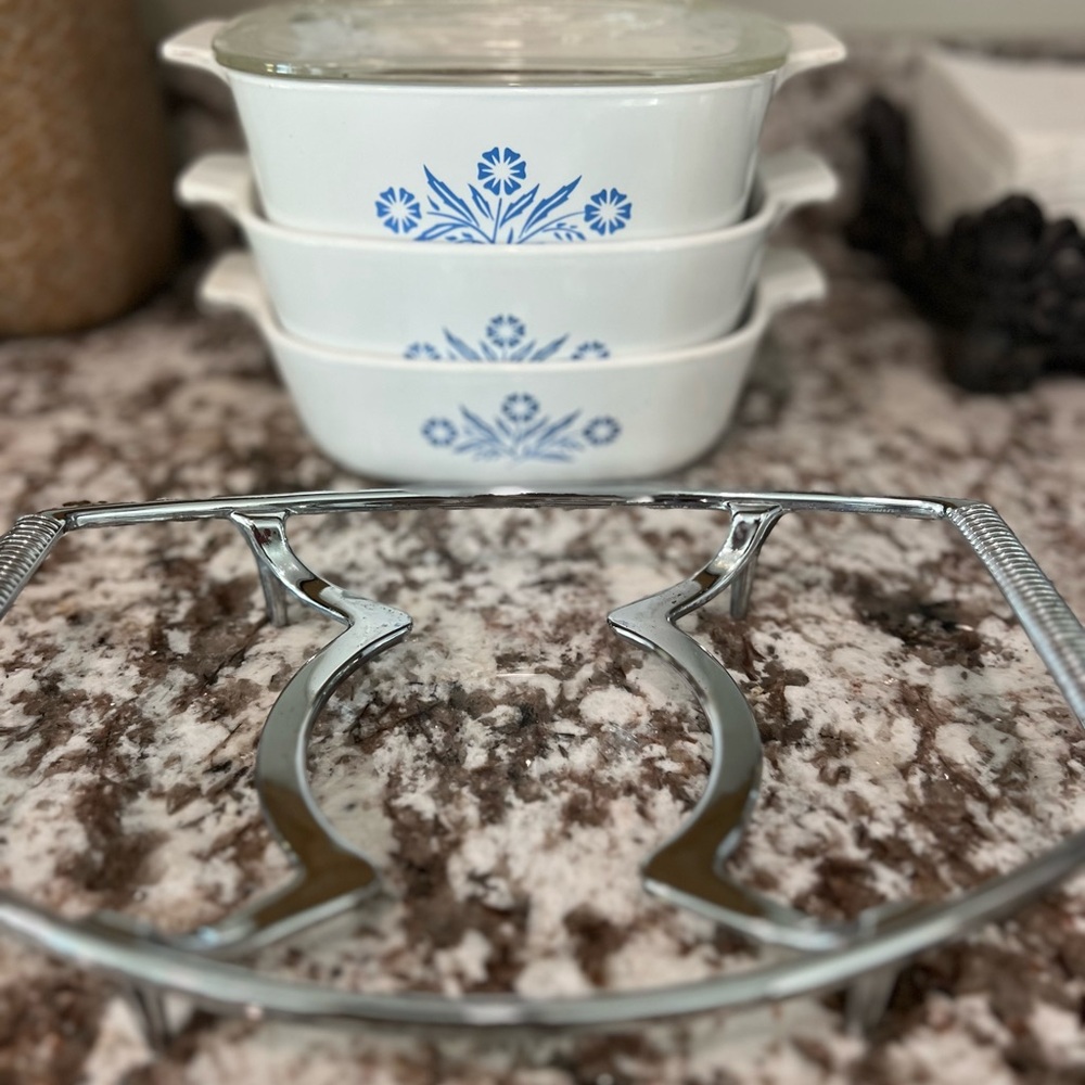 CorningWare White and Blue Floral Bakeware Set